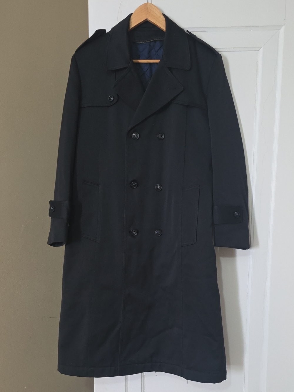Classic Navy Trench Coat - Mens Double-Breasted Coat
